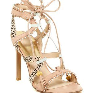 New! Dolce Vita Heaven Lace Up Sandal Heels Pink 6